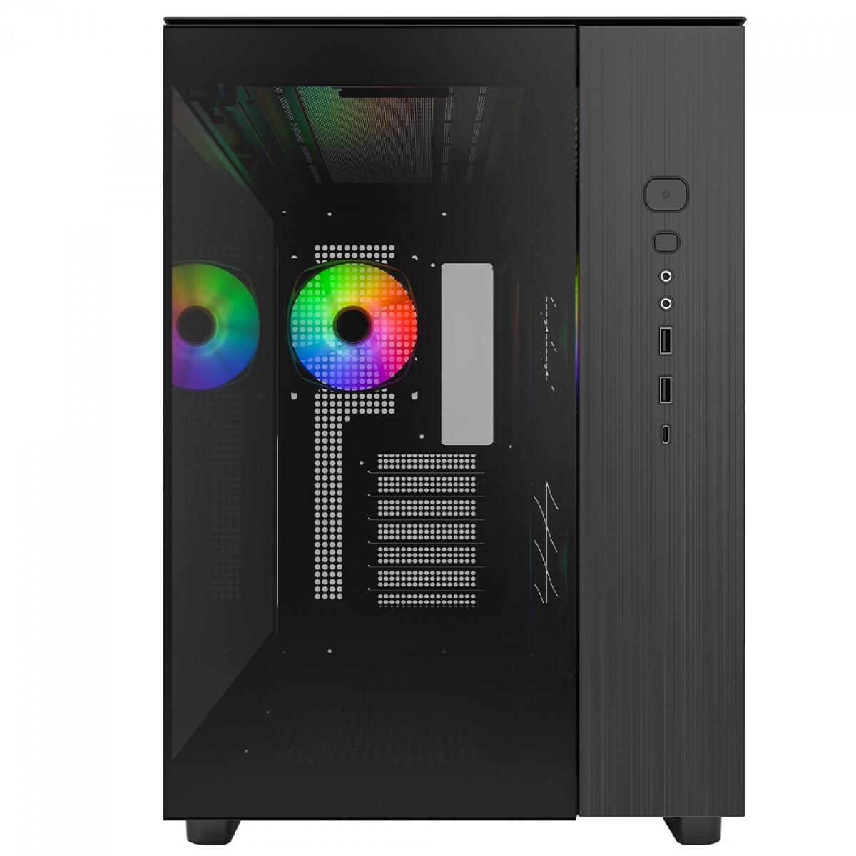 Gabinete Gamer Montech King 65 Pro, Mid Tower, Vidro Temperado, ATX, Black, Sem Fonte, Com 3 Fans ARGB, Preto