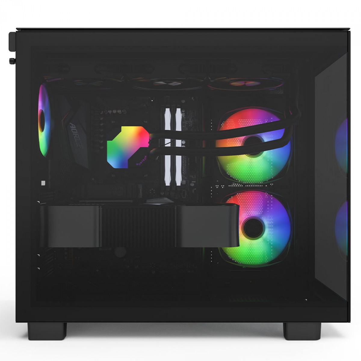 Gabinete Gamer Montech King 65 Pro, Mid Tower, Vidro Temperado, ATX, Black, Sem Fonte, Com 3 Fans ARGB, Preto