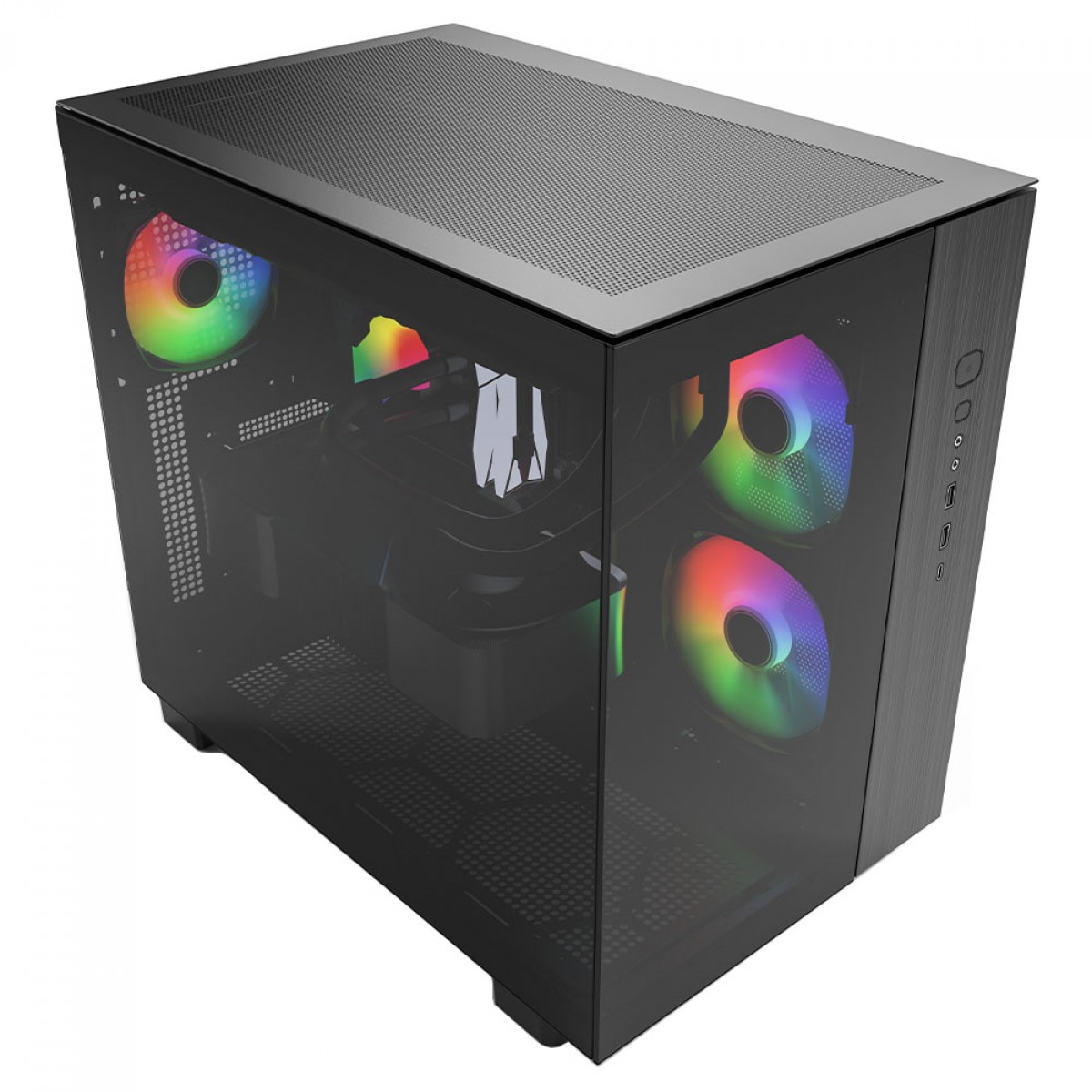 Gabinete Gamer Montech King 65 Pro, Mid Tower, Vidro Temperado, ATX, Black, Sem Fonte, Com 3 Fans ARGB, Preto