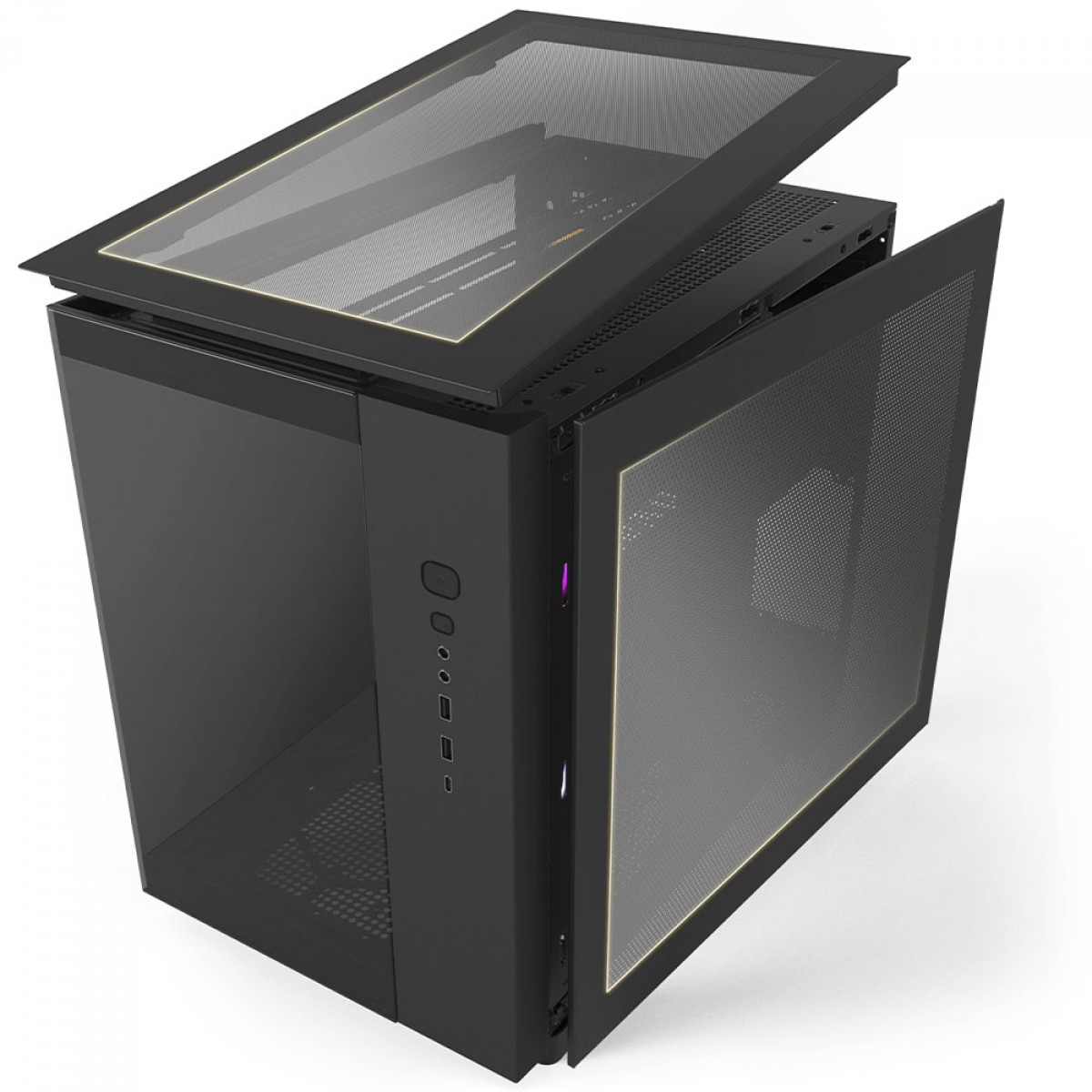 Gabinete Gamer Montech King 65 Pro, Mid Tower, Vidro Temperado, ATX, Black, Sem Fonte, Com 3 Fans ARGB, Preto