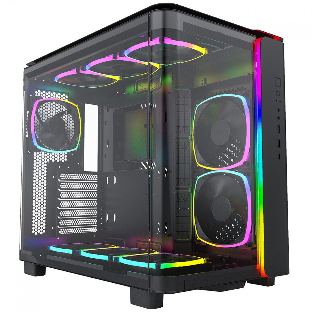Gabinete Gamer Montech King 95, ARGB, Mid Tower, Vidro Temperado, ATX, Black, Sem Fonte, Sem Fan