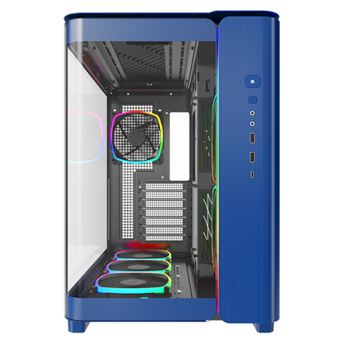 Gabinete Gamer Montech King 95, ARGB, Mid Tower, Vidro Temperado, ATX, Prussian Blue, Sem Fonte, Sem Fan