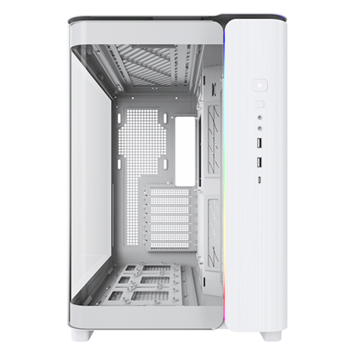 Gabinete Gamer Montech King 95, ARGB, Mid Tower, Vidro Temperado, ATX, White, Sem Fonte, Sem Fan