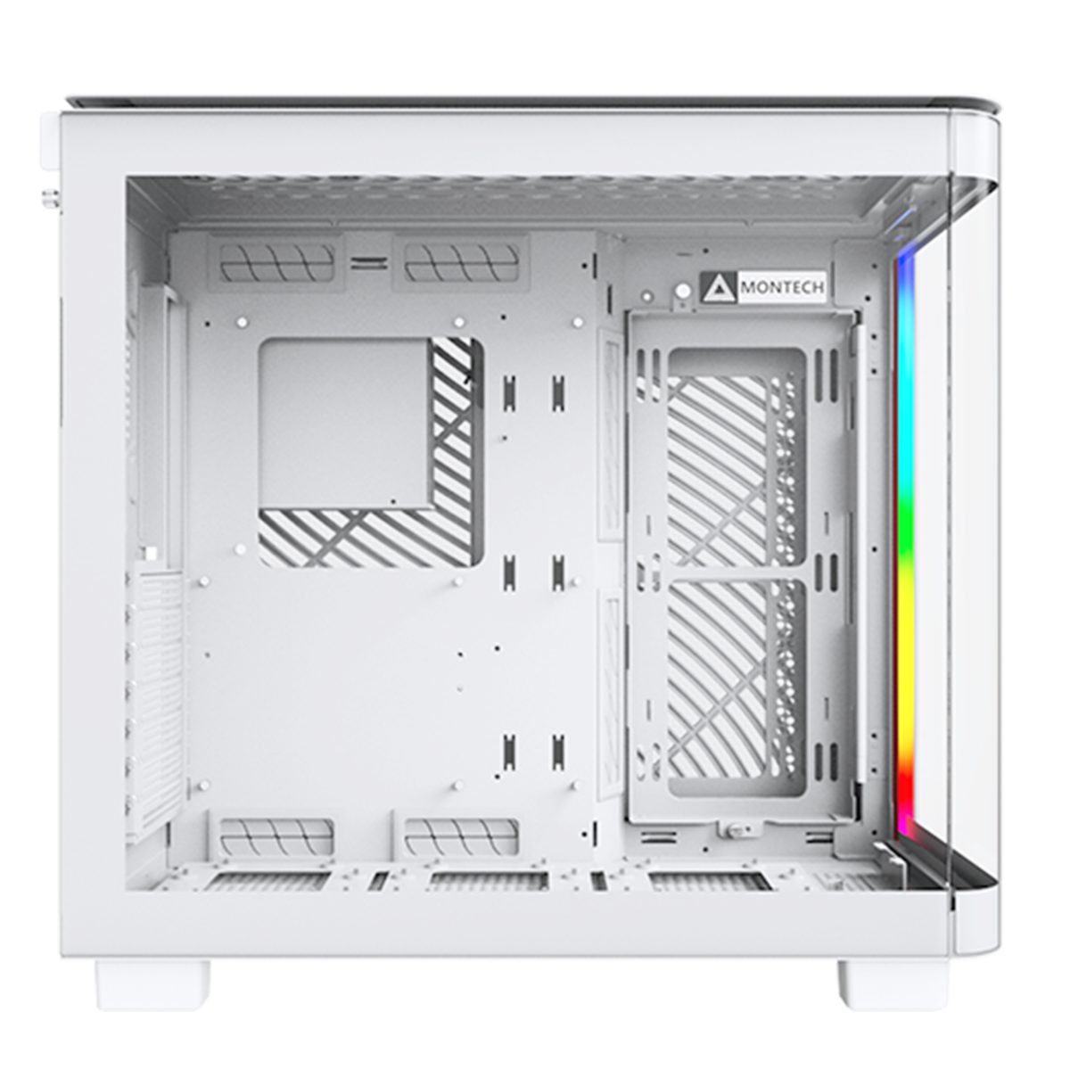 Gabinete Gamer Montech King 95, ARGB, Mid Tower, Vidro Temperado, ATX, White, Sem Fonte, Sem Fan