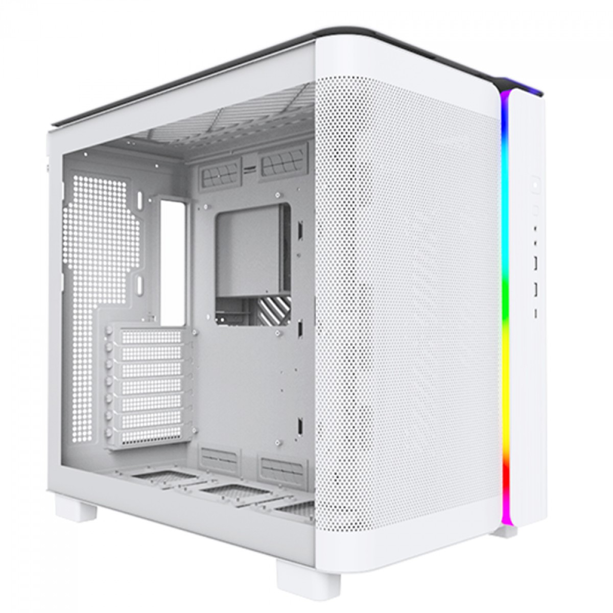 Gabinete Gamer Montech King 95, ARGB, Mid Tower, Vidro Temperado, ATX, White, Sem Fonte, Sem Fan