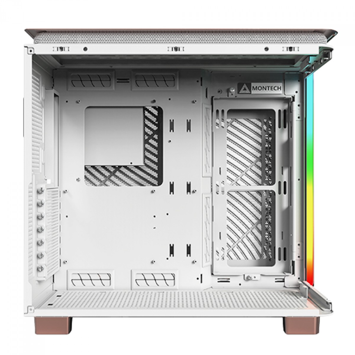 Gabinete Gamer Montech King 95 PRO, ARGB, Mid Tower, Vidro Temperado, ATX, Rose Gold, Sem Fonte, Com 6 Fans