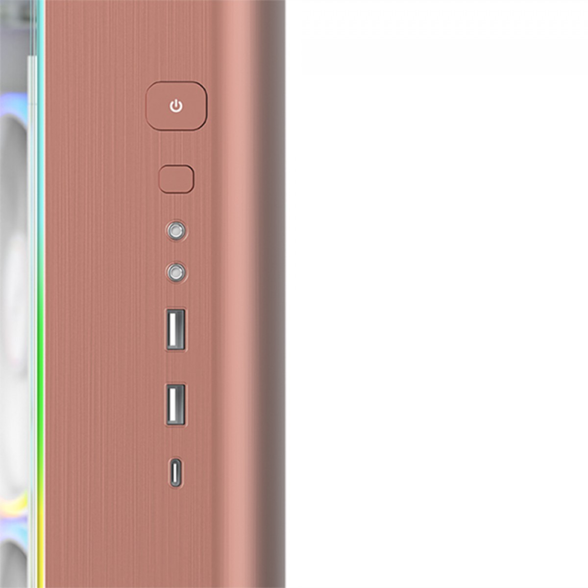 Gabinete Gamer Montech King 95 PRO, ARGB, Mid Tower, Vidro Temperado, ATX, Rose Gold, Sem Fonte, Com 6 Fans