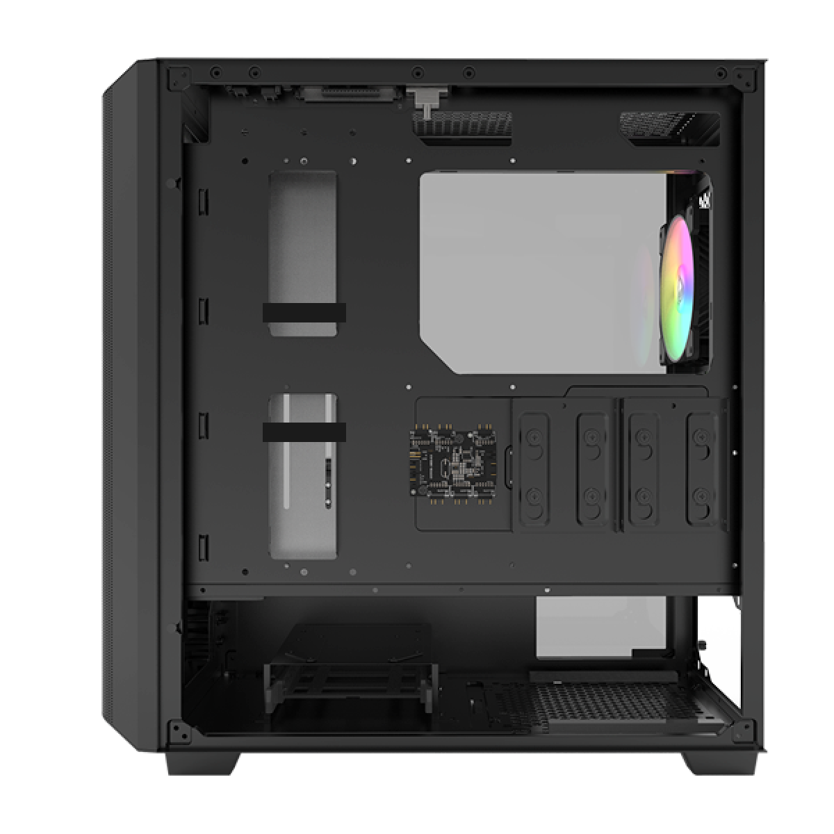 Gabinete Gamer Montech Sky One ARGB, Mid Tower, Vidro Temperado, Black, E-ATX, Sem Fonte, Com 2 Fans