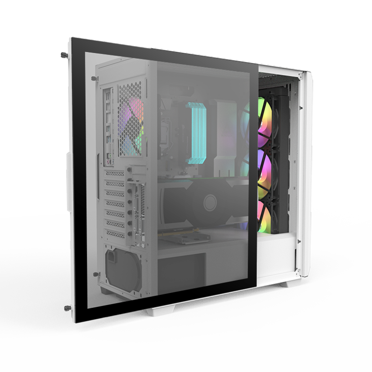 Gabinete Gamer Montech SKY ONE ARGB, Mid Tower, Vidro Temperado, WHITE, E-ATX, Sem Fonte, Com 2 Fans