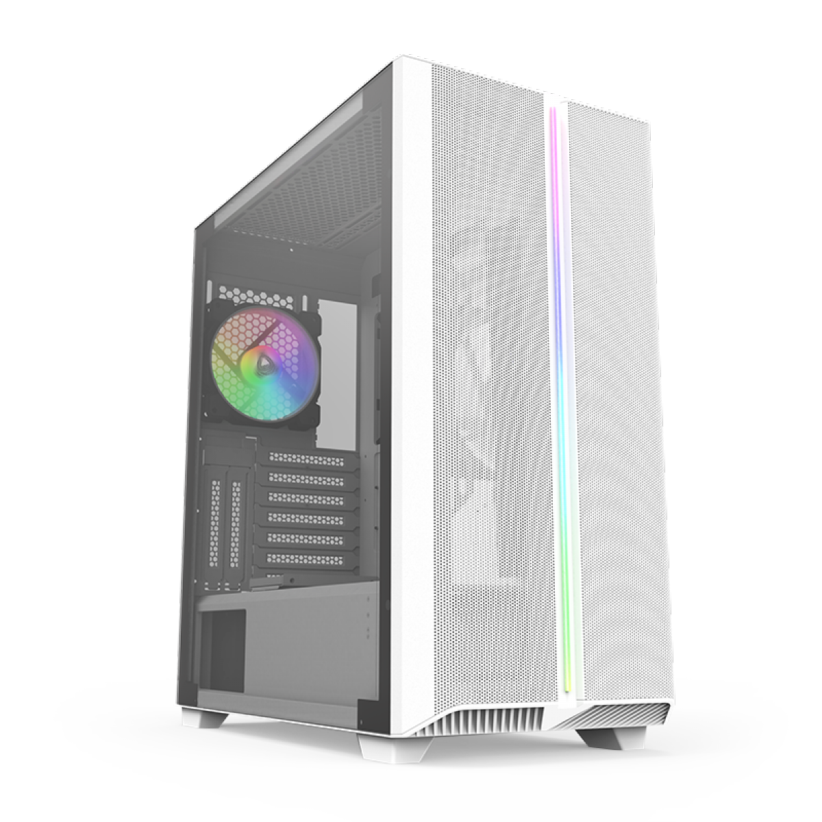 Gabinete Gamer Montech SKY ONE ARGB, Mid Tower, Vidro Temperado, WHITE, E-ATX, Sem Fonte, Com 2 Fans