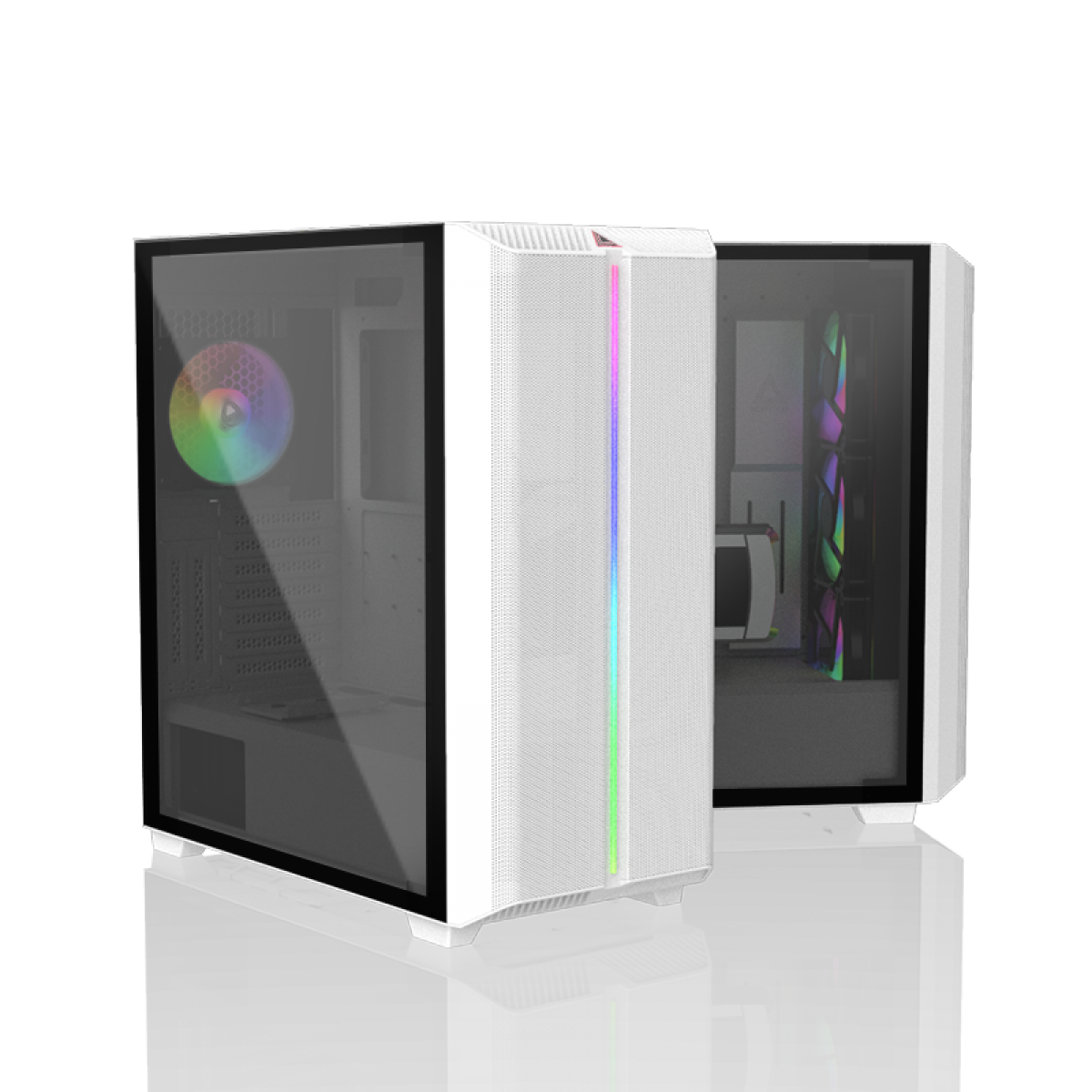 Gabinete Gamer Montech SKY ONE ARGB, Mid Tower, Vidro Temperado, WHITE, E-ATX, Sem Fonte, Com 2 Fans