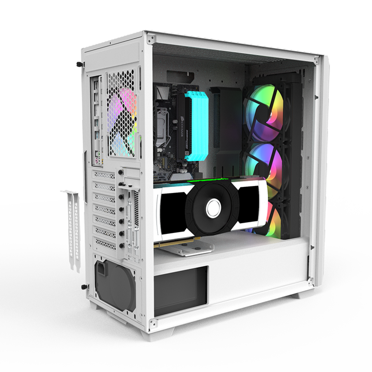 Gabinete Gamer Montech SKY ONE ARGB, Mid Tower, Vidro Temperado, WHITE, E-ATX, Sem Fonte, Com 2 Fans