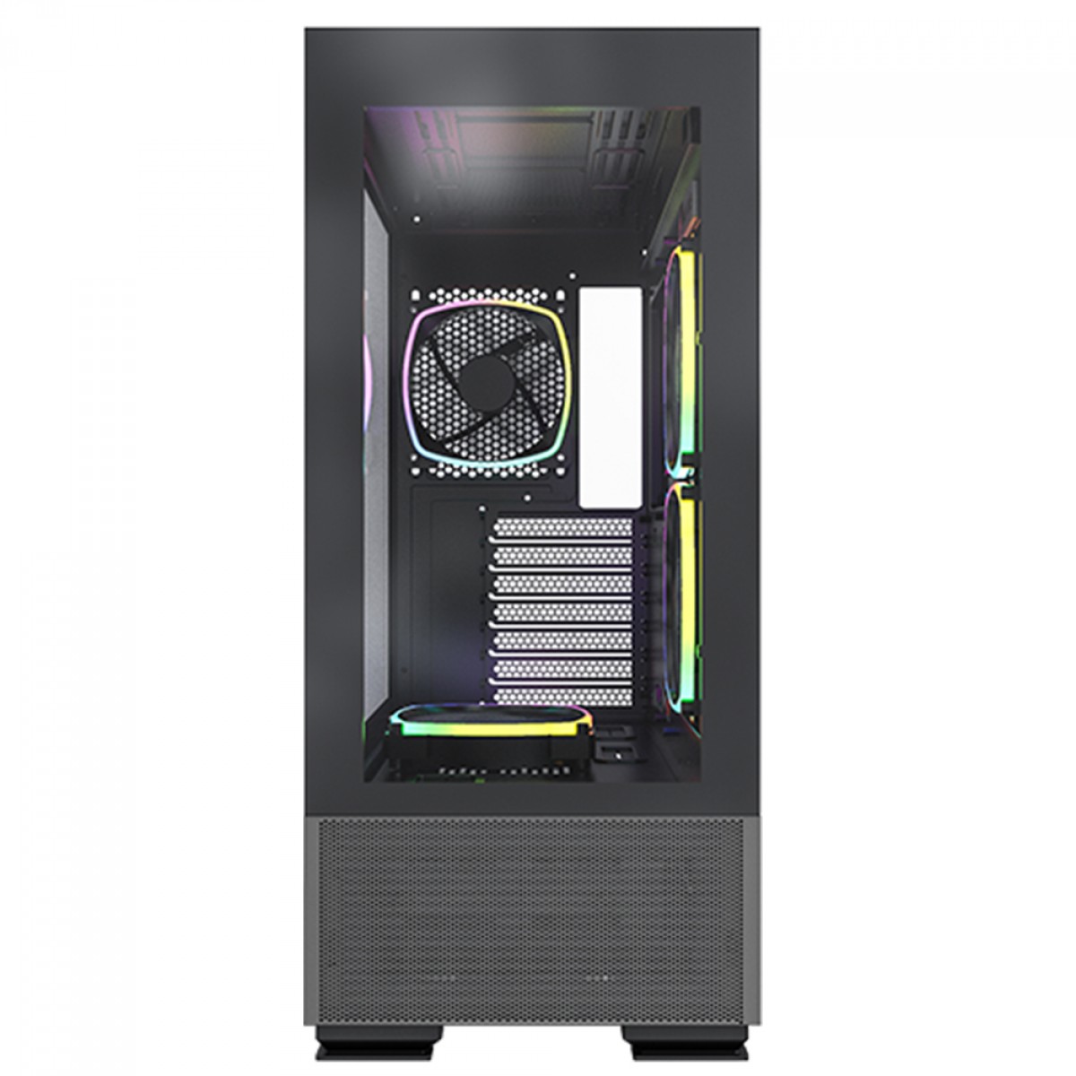 Gabinete Gamer Montech Sky Two, ARGB, Mid Tower, Vidro Temperado, ATX, Black, Sem Fonte, Com 4 Fans