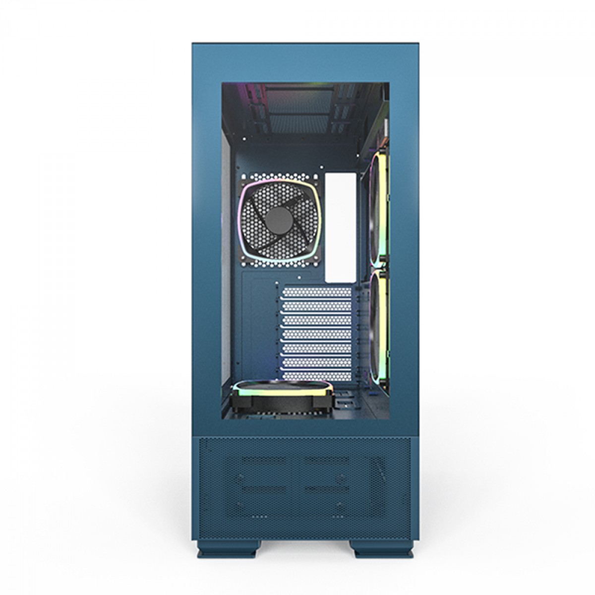 Gabinete Gamer Montech Sky Two, ARGB, Mid Tower, Vidro Temperado, ATX, Blue, Sem Fonte, Com 4 Fans