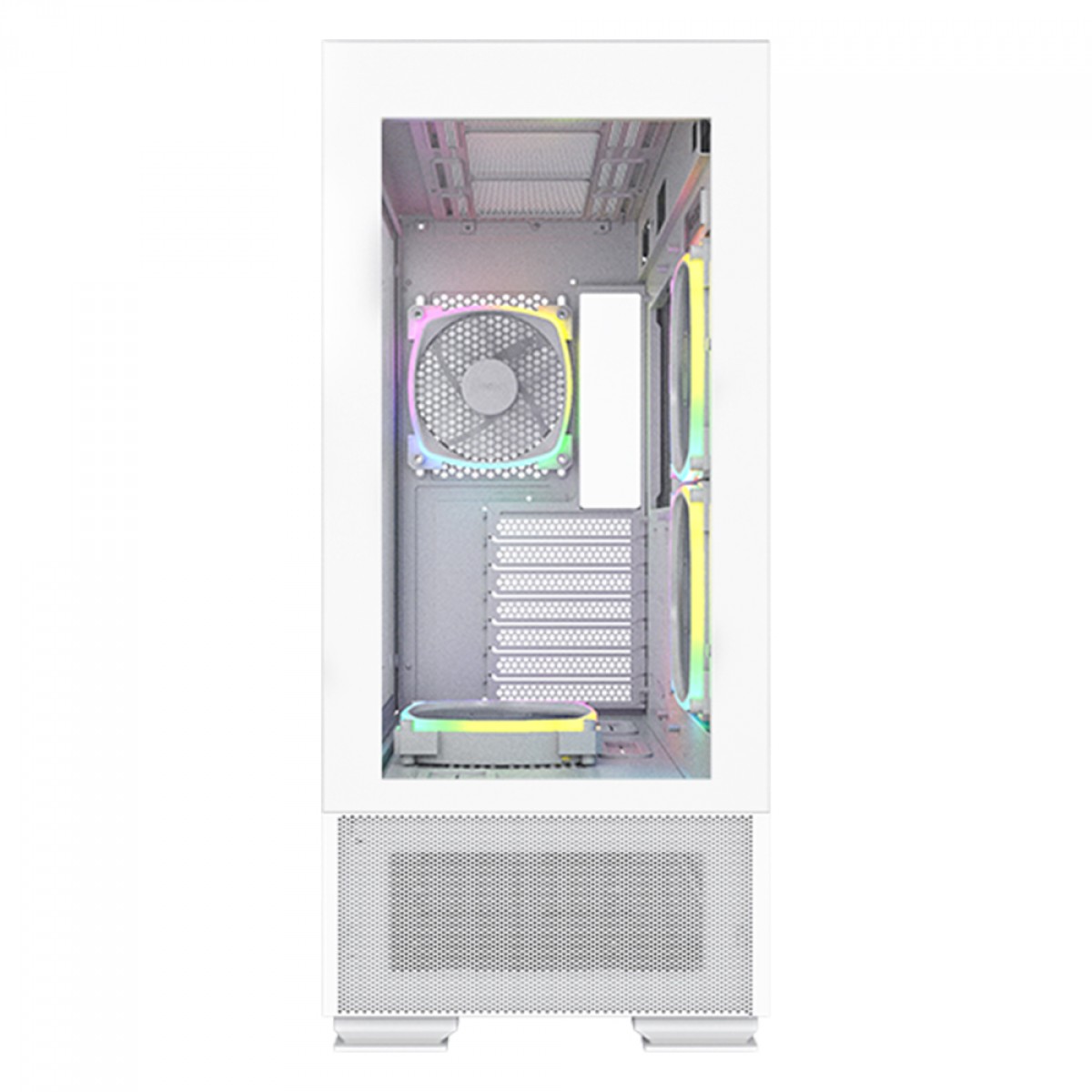 Gabinete Gamer Montech Sky Two, ARGB, Mid Tower, Vidro Temperado, ATX, White, Sem Fonte, Com 4 Fans