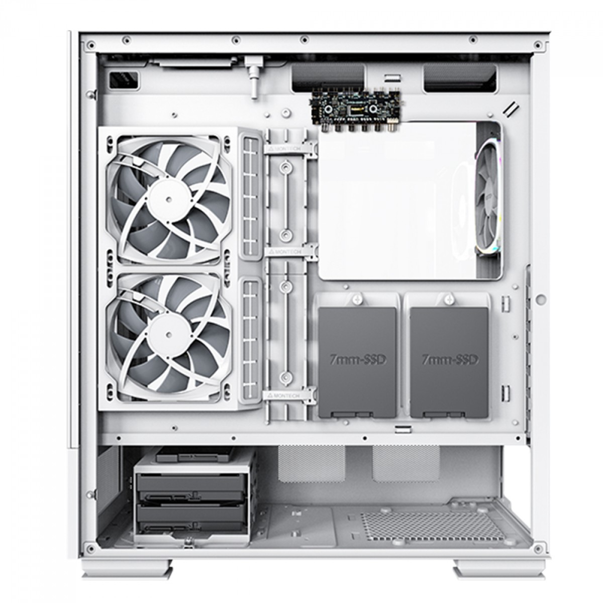 Gabinete Gamer Montech Sky Two, ARGB, Mid Tower, Vidro Temperado, ATX, White, Sem Fonte, Com 4 Fans