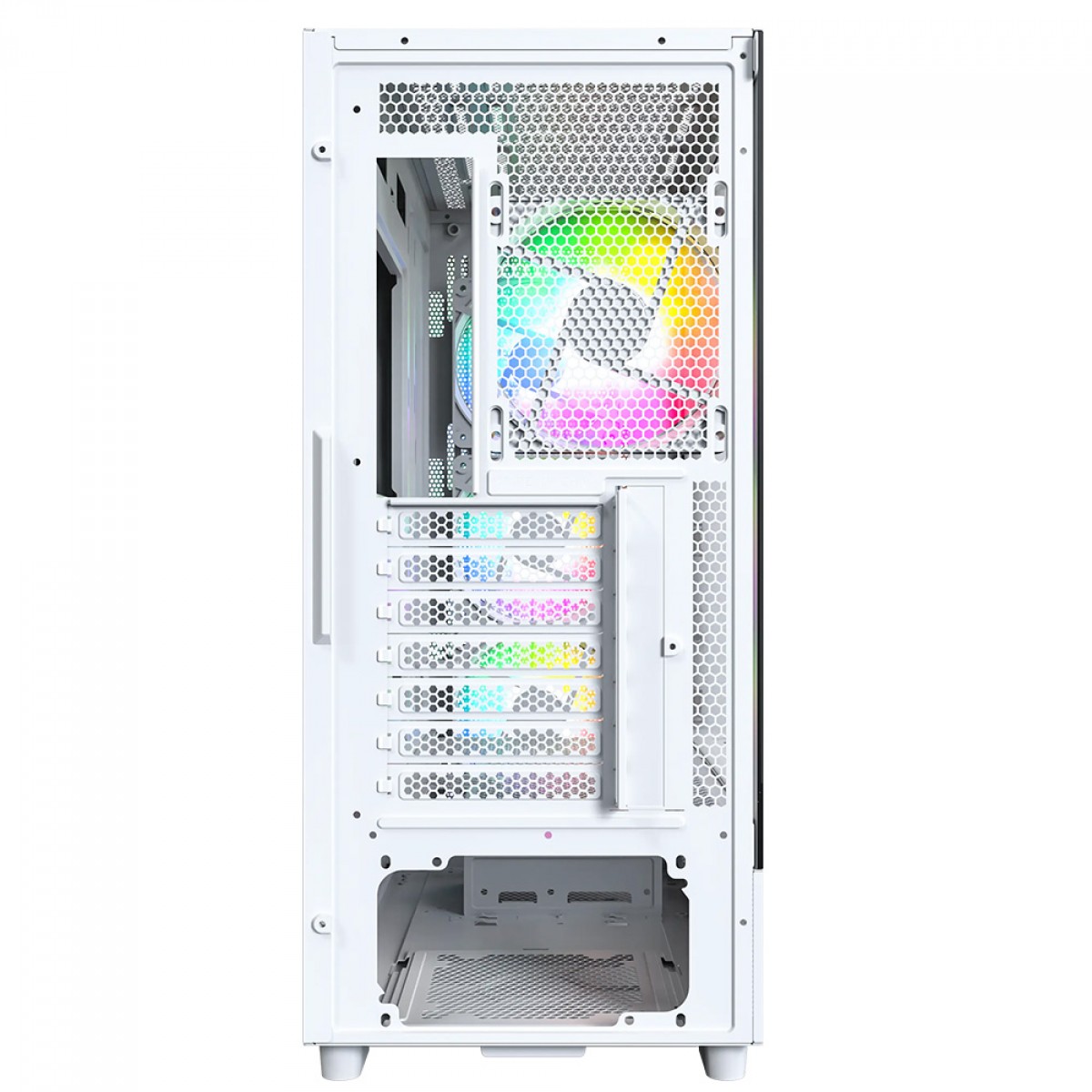 Gabinete Gamer Montech X5, Mid Tower, E-ATX, Sem Fonte, Com 4 Fans ARGB, Branco