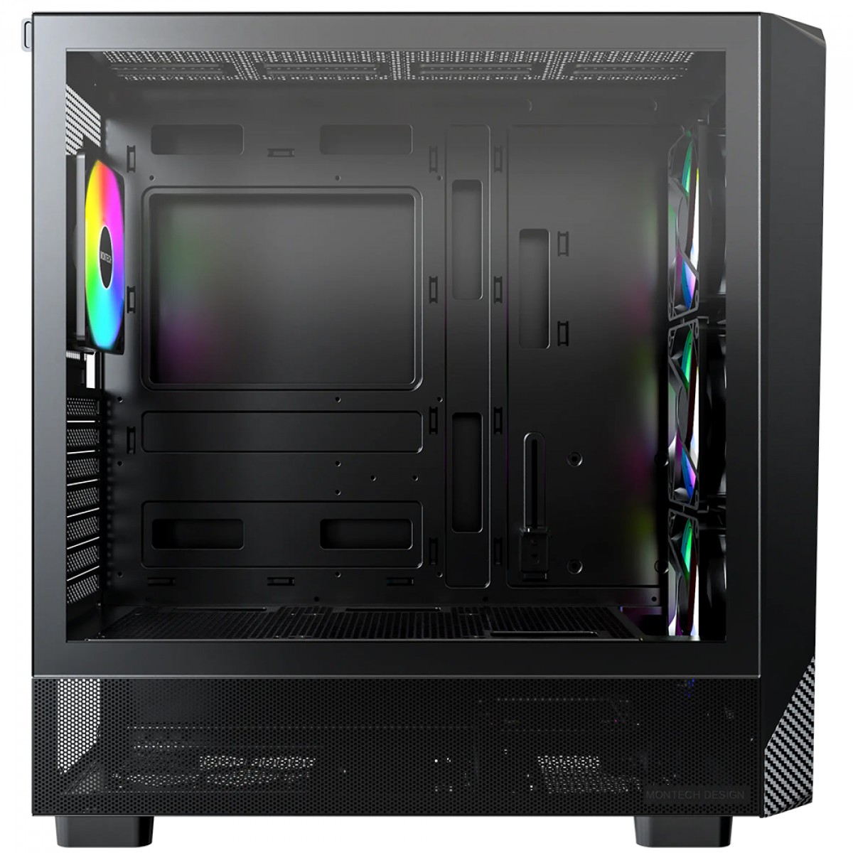 Gabinete Gamer Montech X5, Mid Tower, E-ATX, Sem Fonte, Com 4 Fans ARGB, Preto