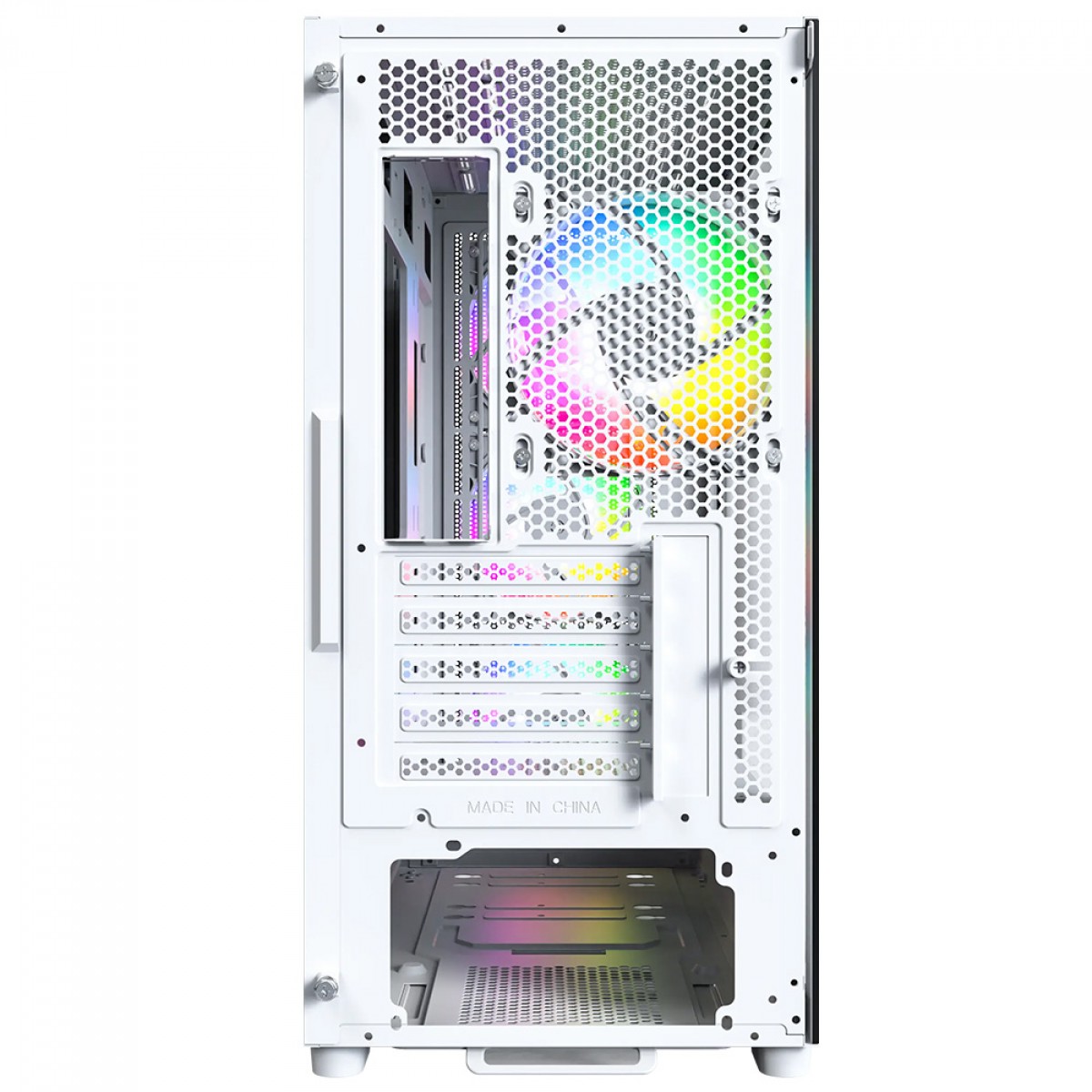 Gabinete Gamer Montech X5M, Mid Tower, mATX, Sem Fonte, Com 4 Fans ARGB, Branco