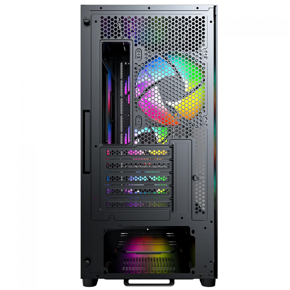Gabinete Gamer Montech X5M, Mid Tower, mATX, Sem Fonte, Com 4 Fans ARGB, Preto