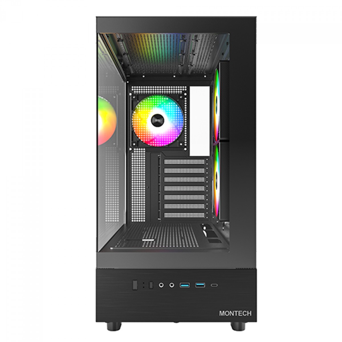 Gabinete Gamer Montech XR, Mid Tower, Black, ATX, Com 3 Fans, Vidro Temperado, XR (B)