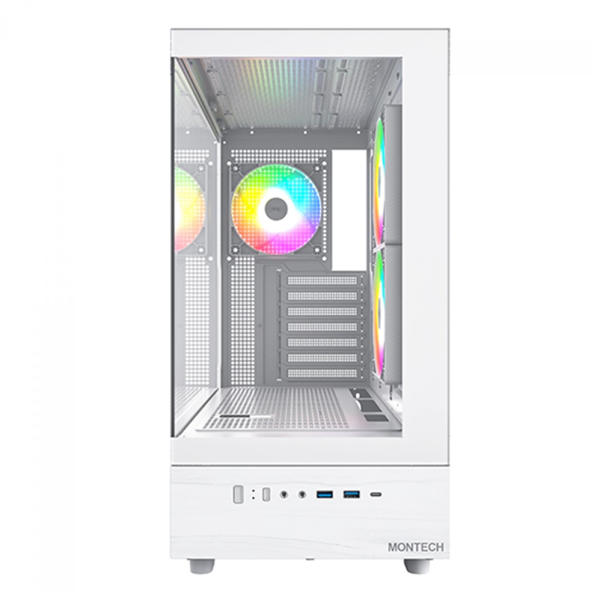 Gabinete Gamer Montech XR, Mid Tower, White, ATX, Com 3 Fans, Vidro Temperado, XR (W)