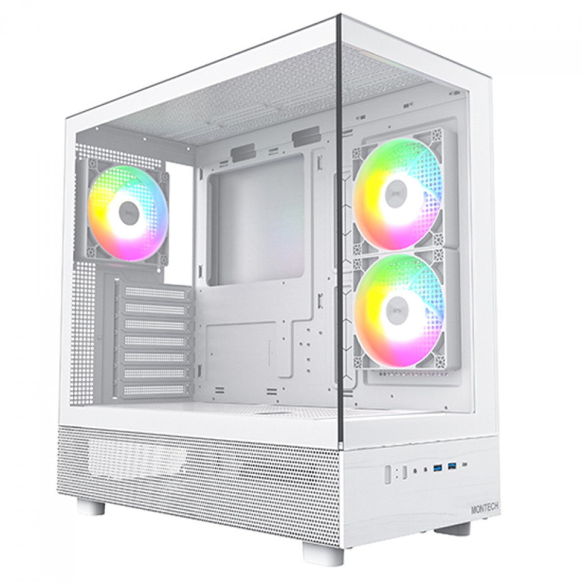 Gabinete Gamer Montech XR, Mid Tower, White, ATX, Com 3 Fans, Vidro Temperado, XR (W)
