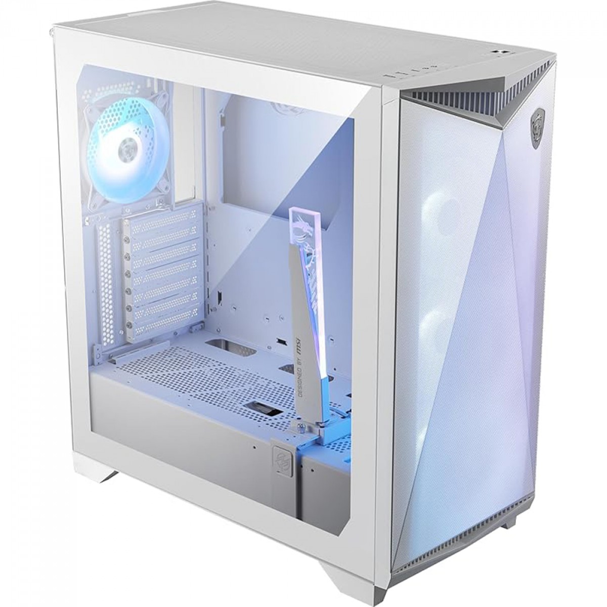 Gabinete Gamer MSI MPG Gungnir 300R AirFlow, Mid Tower, Vidro Temperado, E-ATX, Sem Fonte, Com 4 Fans ARGB, Branco, 306-7G21W21-W57