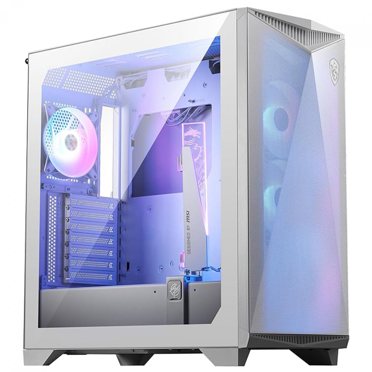 Gabinete Gamer MSI MPG Gungnir 300R AirFlow, Mid Tower, Vidro Temperado, E-ATX, Sem Fonte, Com 4 Fans ARGB, Branco, 306-7G21W21-W57