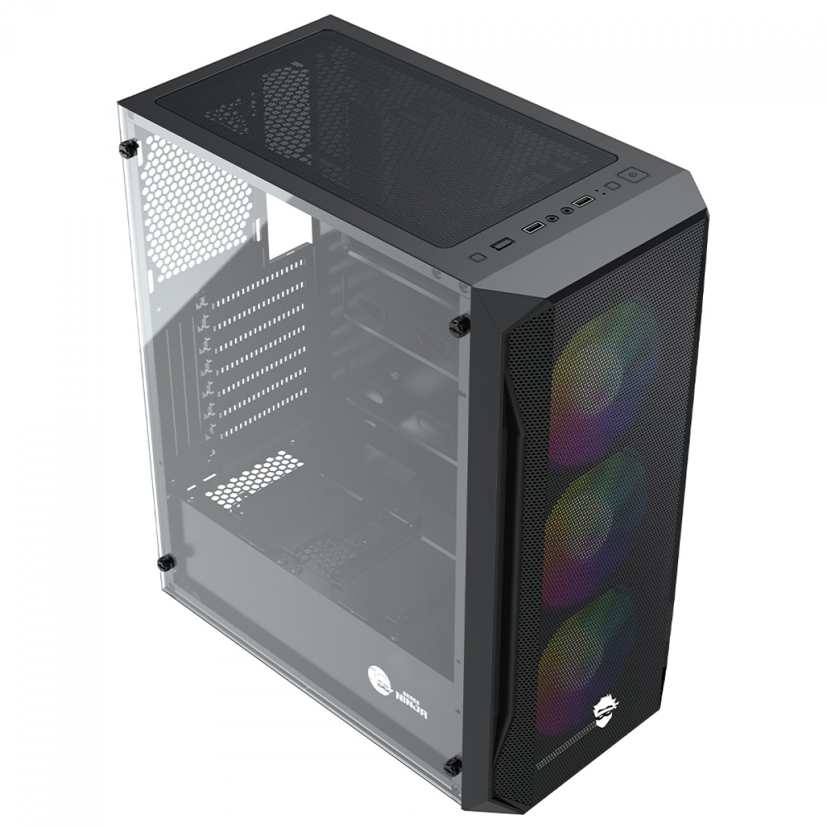 Gabinete Gamer Ninja AERO, RGB, Mid Tower, Vidro Temperado, ATX, Sem Fonte, Com 3 Fans