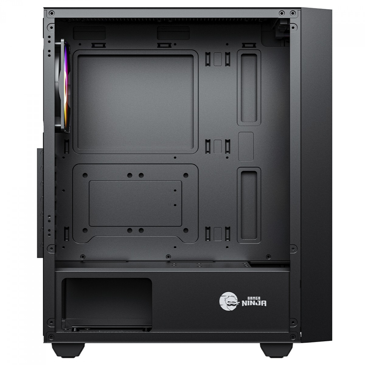 Gabinete Gamer Ninja Air X, Mid Tower, Vidro Temperado, ATX, Black, Sem Fonte, Com 4 Fans
