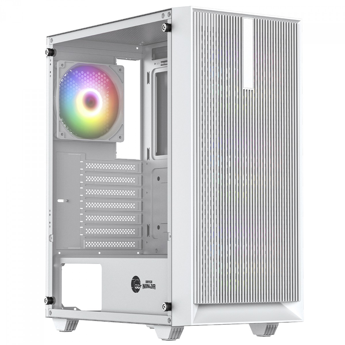 Gabinete Gamer Ninja Air X, Mid Tower, Vidro Temperado, ATX, White, Sem Fonte, Com 4 Fans