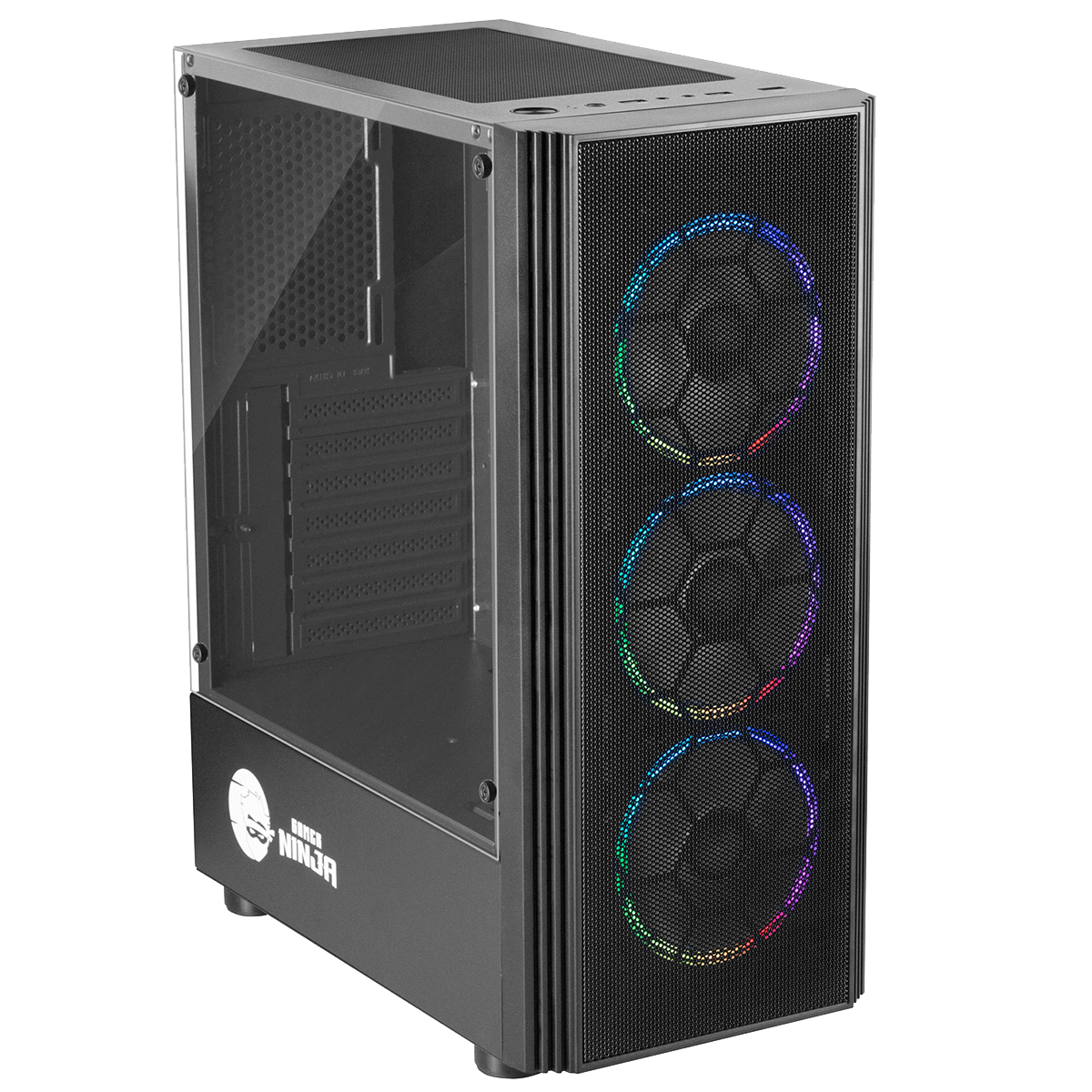 Gabinete Gamer Ninja Ares, Mid Tower, RGB, ATX, Black, Sem Fonte, Com 3 Fans