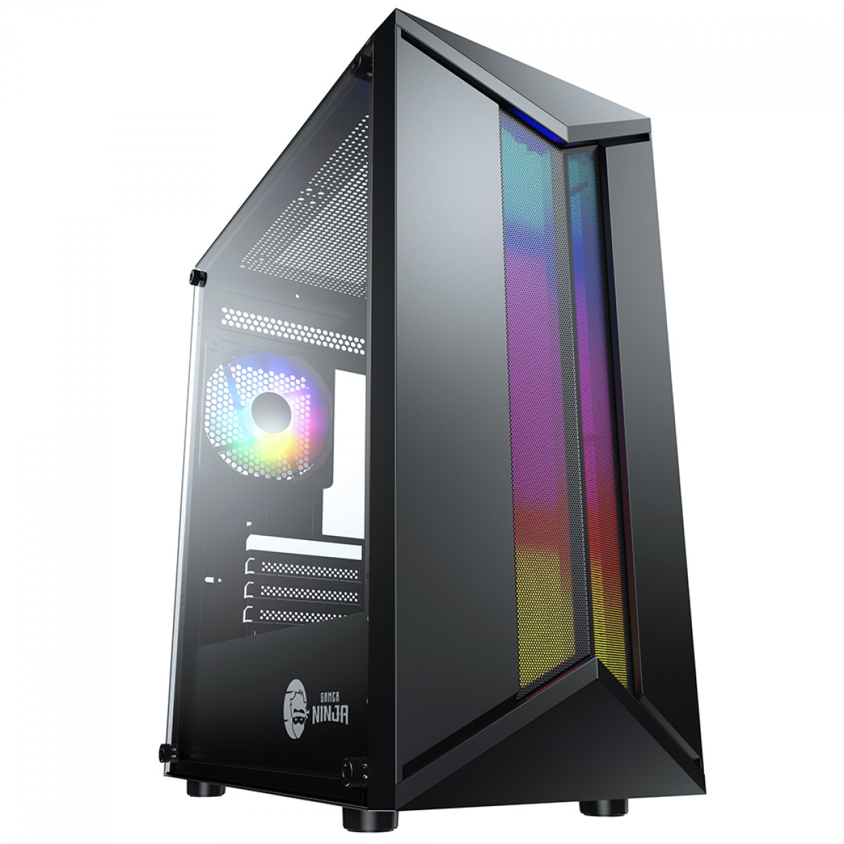 Gabinete Gamer Ninja Bee, Mid Tower, RGB, Vidro Temperado, M-ATX, Sem Fonte, Com 1 Fan ARGB, GN-CS-BEMTB1F