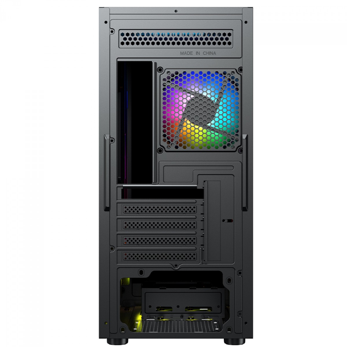 Gabinete Gamer Ninja Bee, Mid Tower, RGB, Vidro Temperado, M-ATX, Sem Fonte, Com 1 Fan ARGB, GN-CS-BEMTB1F