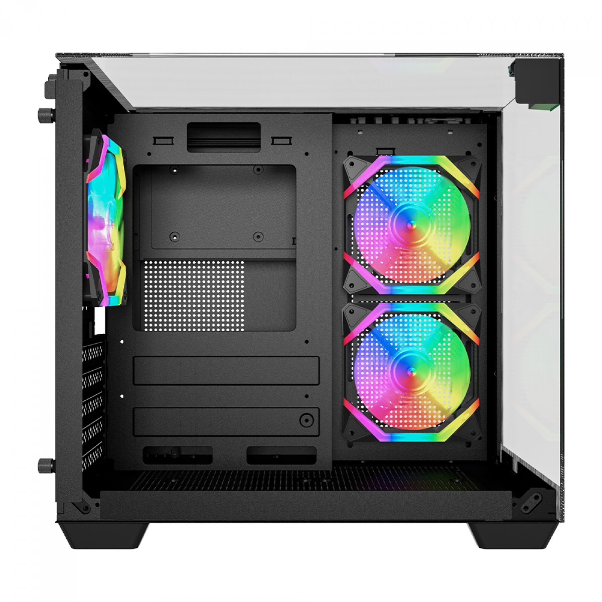 Gabinete Gamer Ninja Clear, Cube, Mid Tower, Vidro Temperado, M-ATX, Black, Sem Fonte, Com 3 Fans ARGB, GN-CS-CLMAB3F 