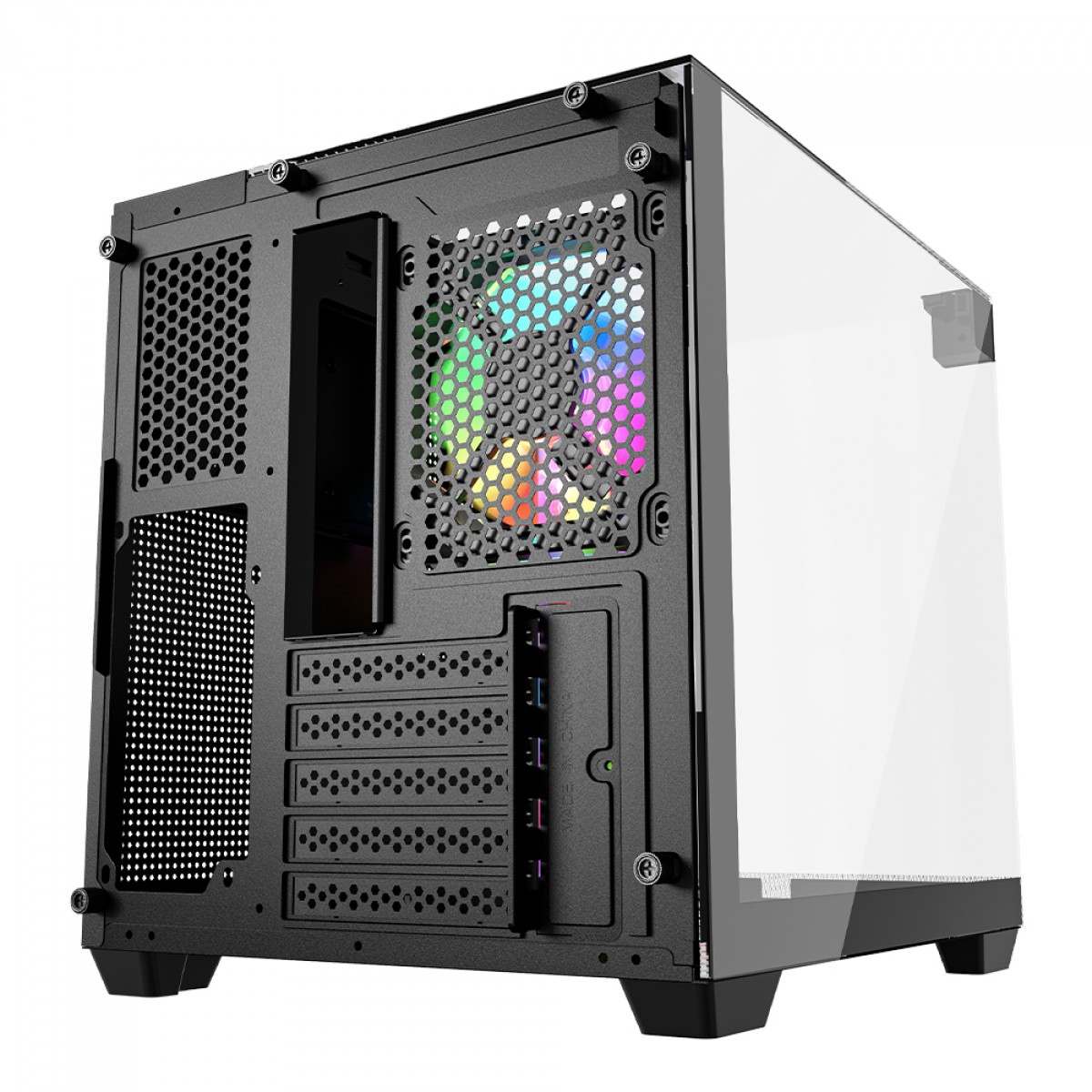 Gabinete Gamer Ninja Clear, Cube, Mid Tower, Vidro Temperado, M-ATX, Black, Sem Fonte, Com 3 Fans ARGB, GN-CS-CLMAB3F 