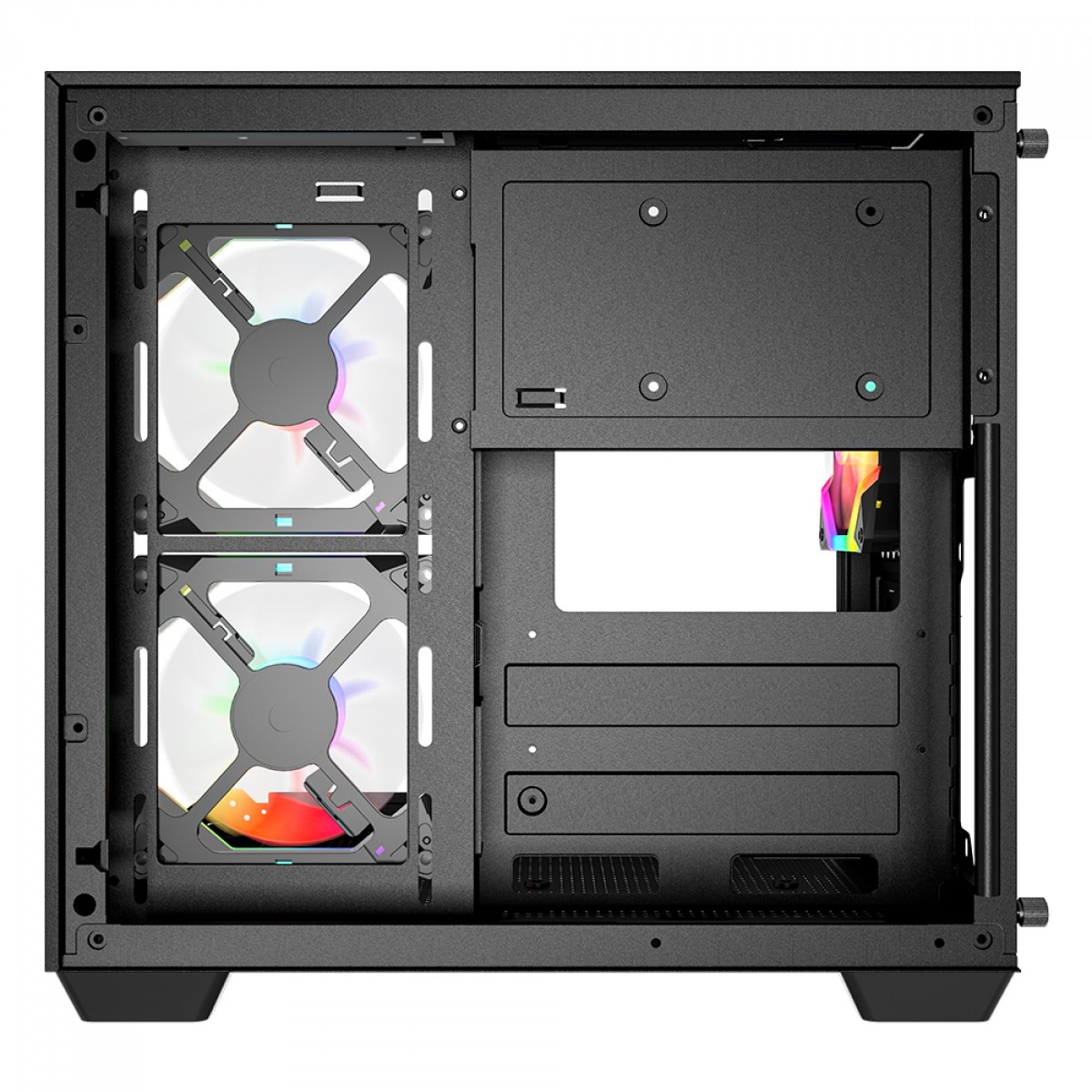 Gabinete Gamer Ninja Clear, Cube, Mid Tower, Vidro Temperado, M-ATX, Black, Sem Fonte, Com 3 Fans ARGB, GN-CS-CLMAB3F 