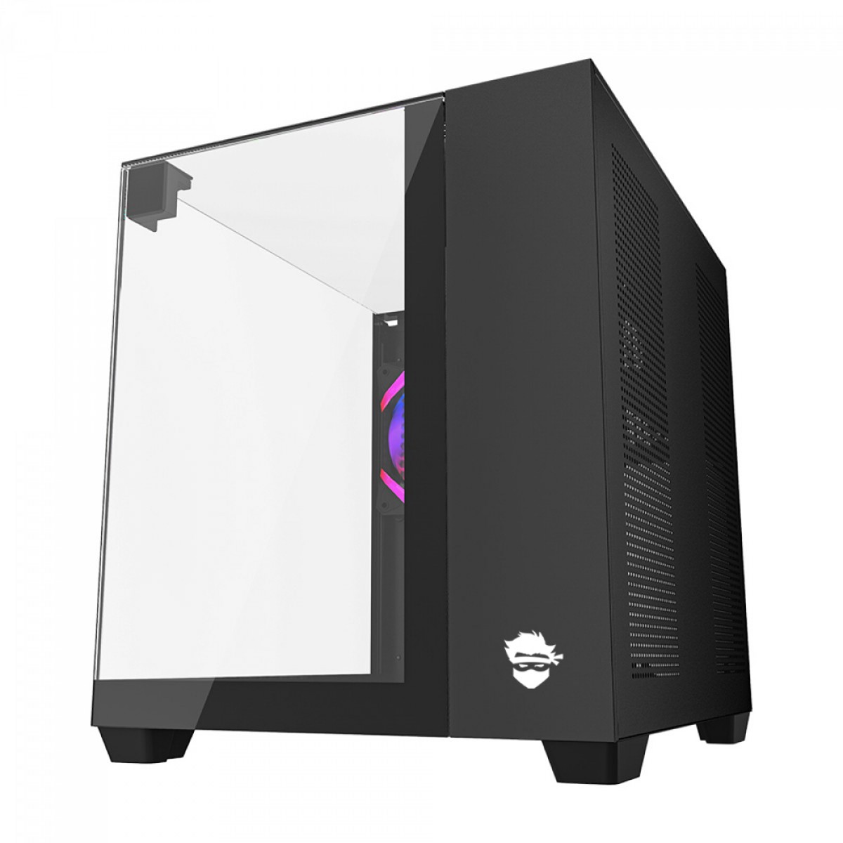 Gabinete Gamer Ninja Clear, Cube, Mid Tower, Vidro Temperado, M-ATX, Black, Sem Fonte, Com 3 Fans ARGB, GN-CS-CLMAB3F 