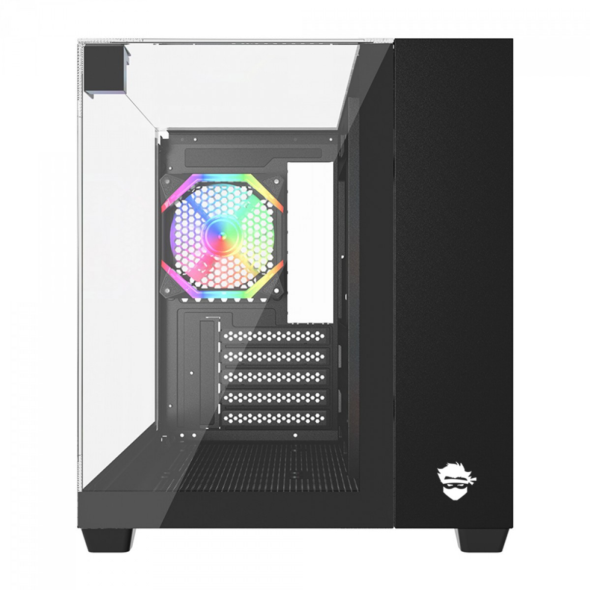 Gabinete Gamer Ninja Clear, Cube, Mid Tower, Vidro Temperado, M-ATX, Black, Sem Fonte, Com 3 Fans ARGB, GN-CS-CLMAB3F 