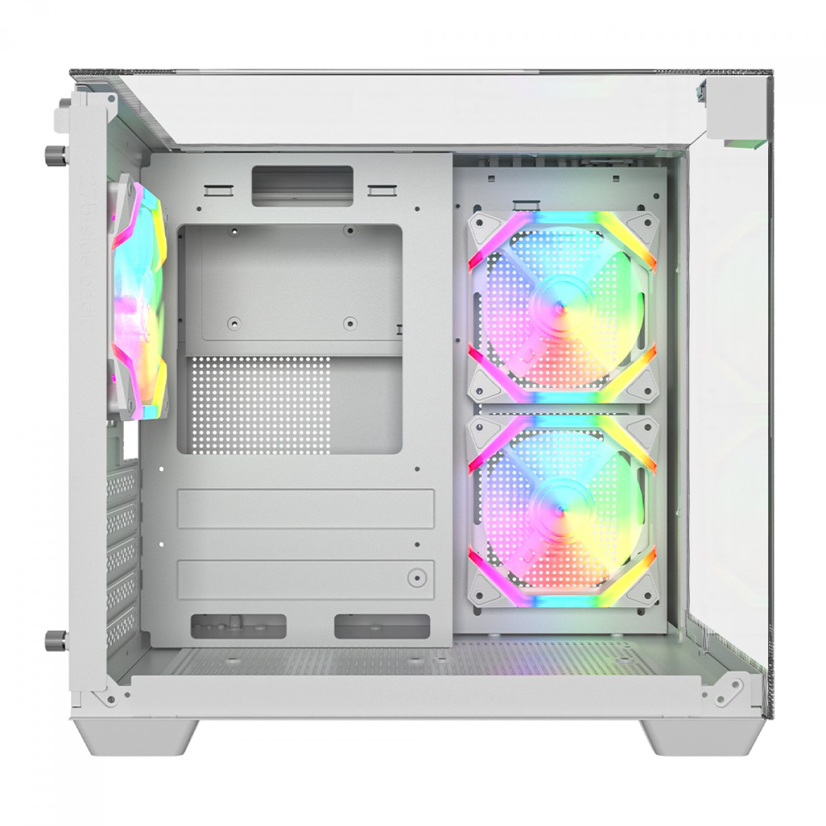 Gabinete Gamer Ninja Clear, Cube, Mid Tower, Vidro Temperado, M-ATX, White, Sem Fonte, Com 3 Fans ARGB, GN-CS-CLMAW3F