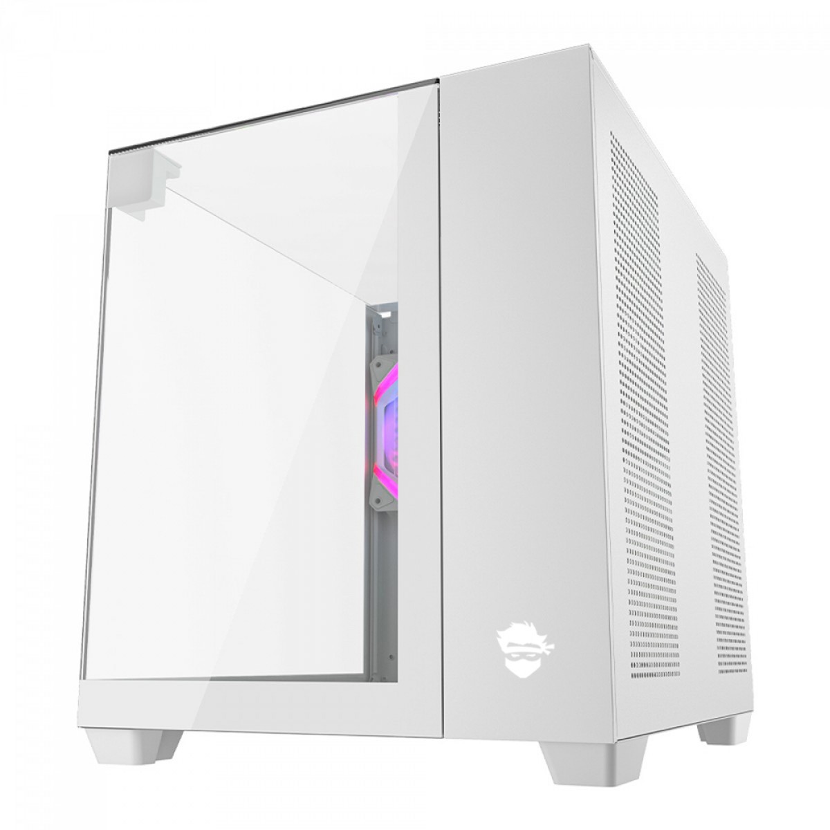 Gabinete Gamer Ninja Clear, Cube, Mid Tower, Vidro Temperado, M-ATX, White, Sem Fonte, Com 3 Fans ARGB, GN-CS-CLMAW3F