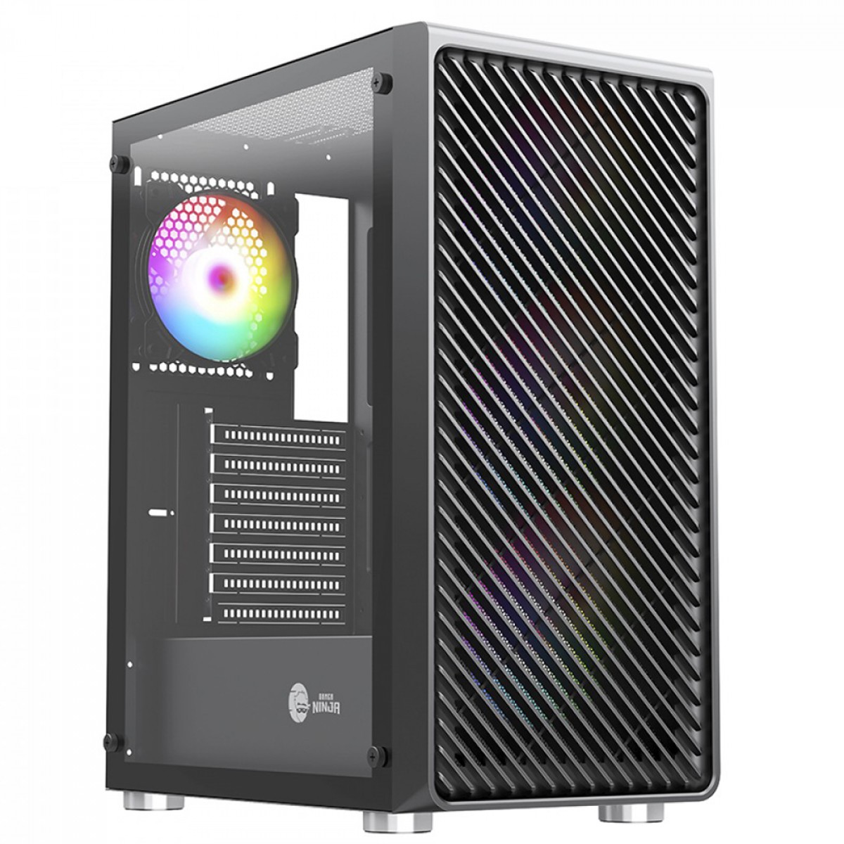 Gabinete Gamer Ninja Cloud, Mid Tower, Vidro Temperado, ATX, Black, Sem Fonte, Com 4 Fans ARGB