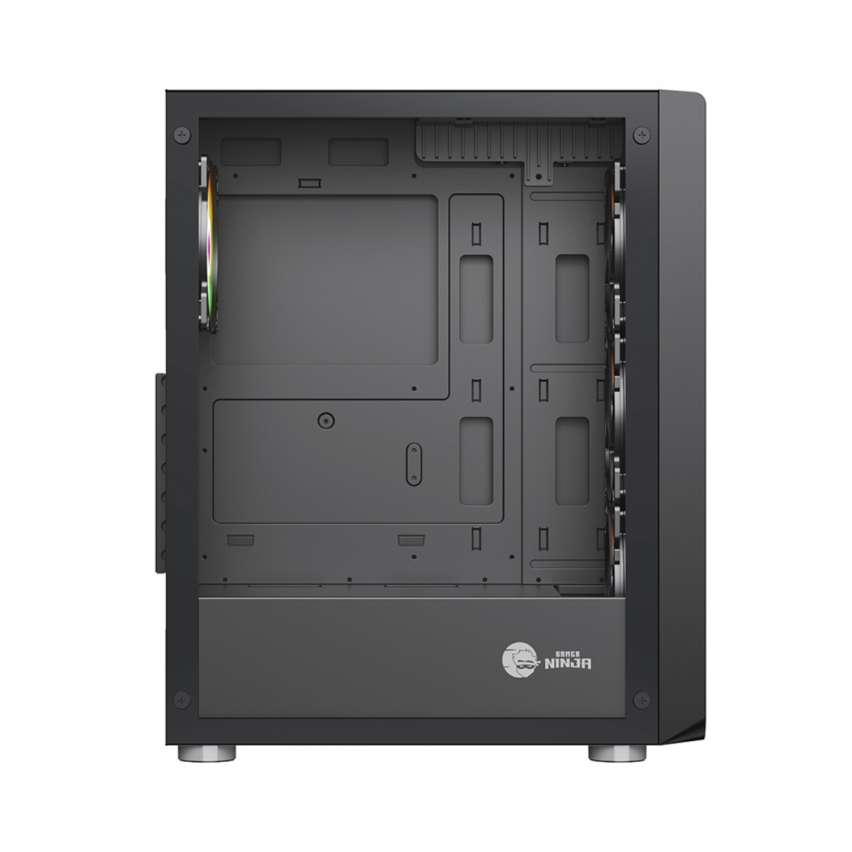 Gabinete Gamer Ninja Cloud, Mid Tower, Vidro Temperado, ATX, Black, Sem Fonte, Com 4 Fans Rainbow, GN-CS-CLMTB4F