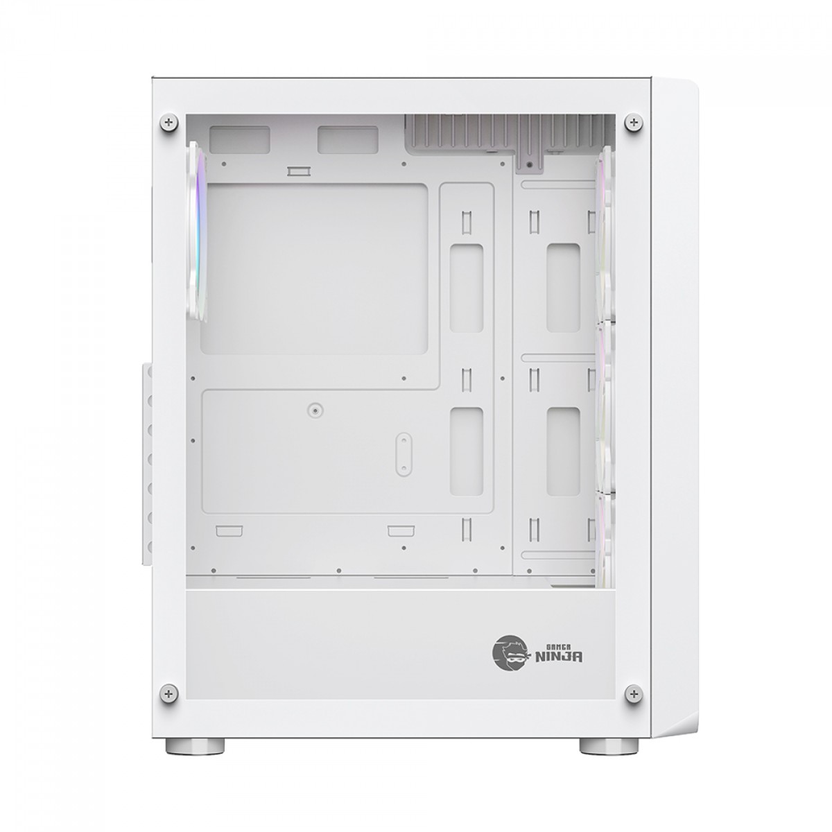 Gabinete Gamer Ninja Cloud, Mid Tower, Vidro Temperado, ATX, White, Sem Fonte, Com 4 Fans ARGB