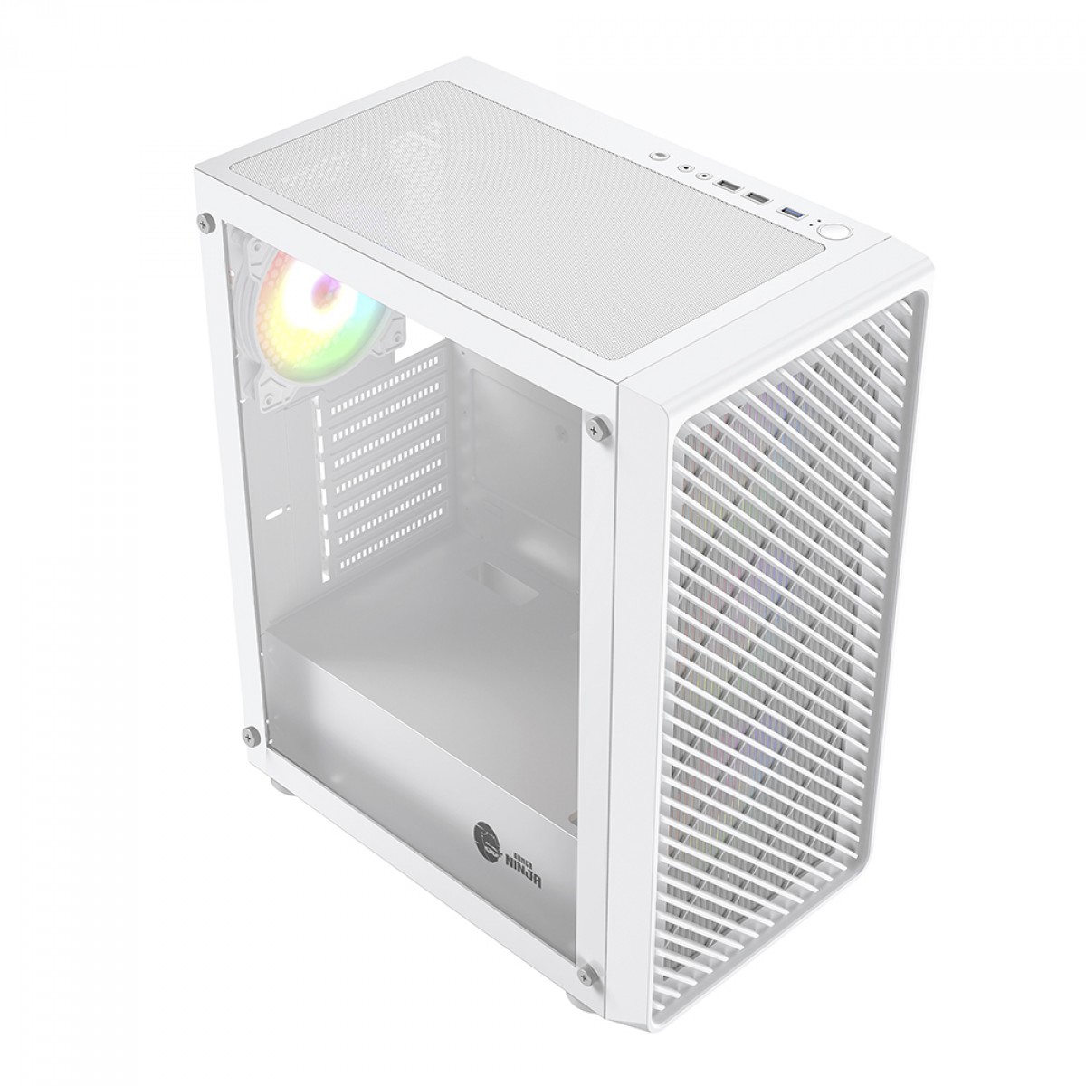 Gabinete Gamer Ninja Cloud, Mid Tower, Vidro Temperado, ATX, White, Sem Fonte, Com 4 Fans ARGB