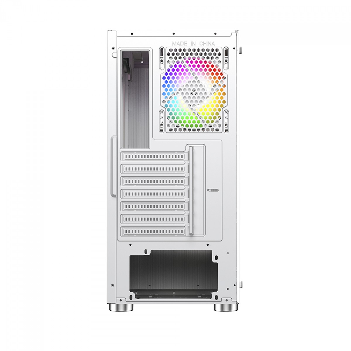 Gabinete Gamer Ninja Cloud, Mid Tower, Vidro Temperado, ATX, White, Sem Fonte, Com 4 Fans Rainbow