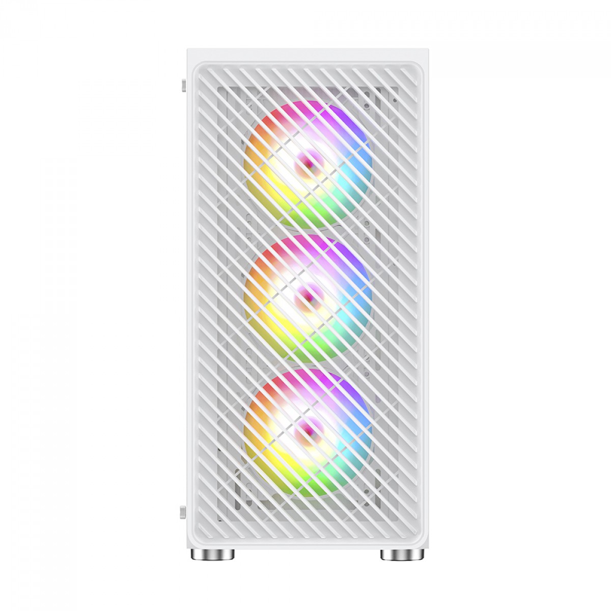 Gabinete Gamer Ninja Cloud, Mid Tower, Vidro Temperado, ATX, White, Sem Fonte, Com 4 Fans Rainbow