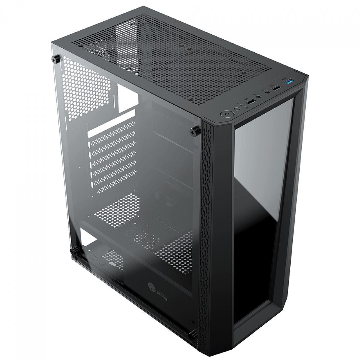 Gabinete Gamer Ninja Eraser, RGB, Mid Tower, Vidro Temperado, ATX, Sem Fonte, Com 1 Fan, GN-CS-ERMTB1F