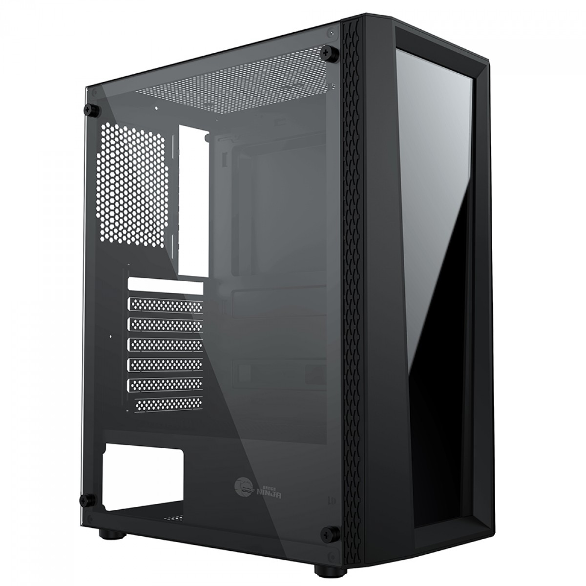Gabinete Gamer Ninja Eraser, RGB, Mid Tower, Vidro Temperado, ATX, Sem Fonte, Com 1 Fan, GN-CS-ERMTB1F